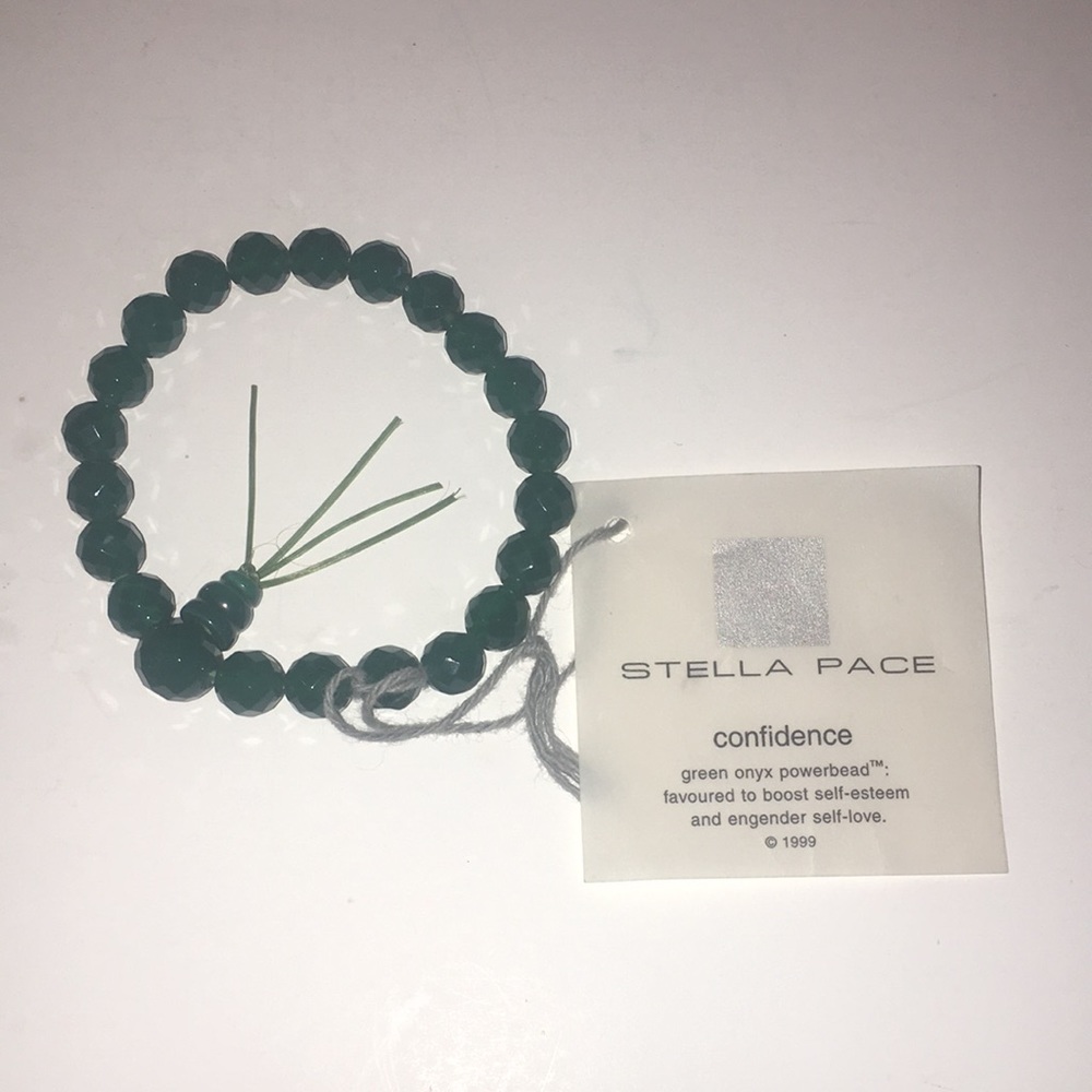 STELLA PACE VINTAGE POWERBEAD BRACELET GREEN ONYX CONFIDENCE NWT